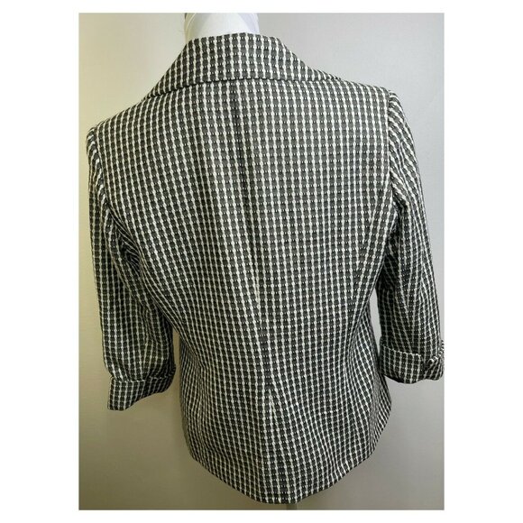 Jones New York Black White Print Blazer Jacket Sz 8 Single Button Shoulder Pads - Picture 3 of 6